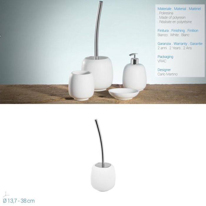 Freistehender Bürstenhalter Weiß in Kunstharz Mod. Afra