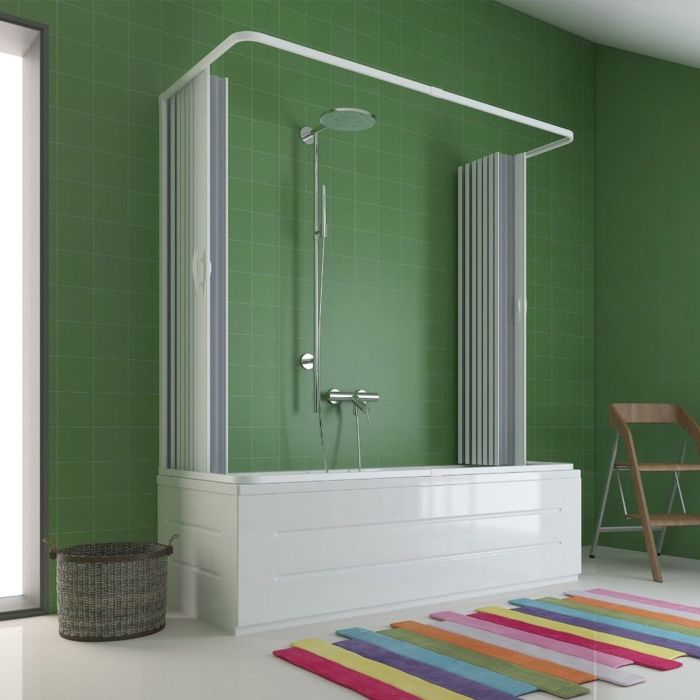 3-seitige Badewannenaufsatz Duschkabine in PVC 70x170x70 CM H150 mod. Flex