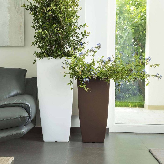 Elfenbein Harz-Blumentopf mod. Agave Eckig 33x33 CM H70