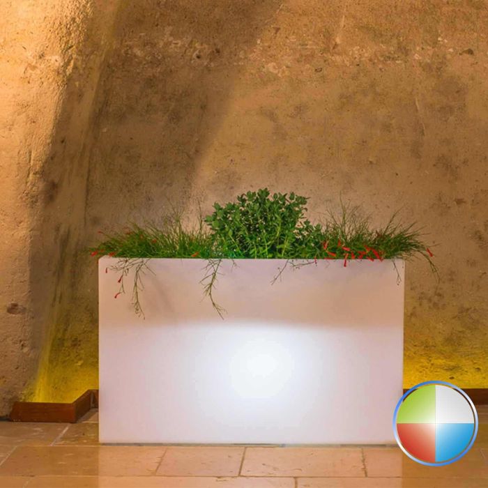 Harz-Blumenkübel Flowerpot Eckig 80x35 CM multicolor LED mit Solarbatterie main product photo