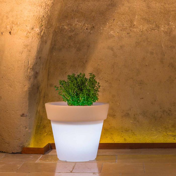 Harz-Blumentopf Begonia Rund H45 Lampe Weiß Lampe Ø 50Cm main product photo