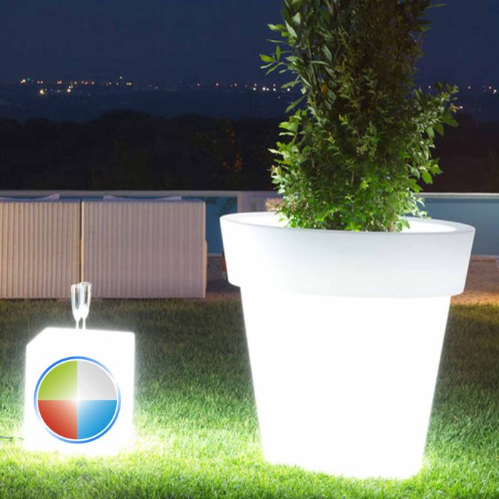 Harz-Blumentopf Begonia Rund H45 Led Led Multicolor Ø 50Cm main product photo