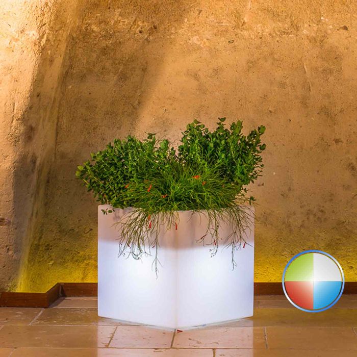 Harz-Blumentopf Cube Eckig H40 Led Multicolor 40x40Cm main product photo