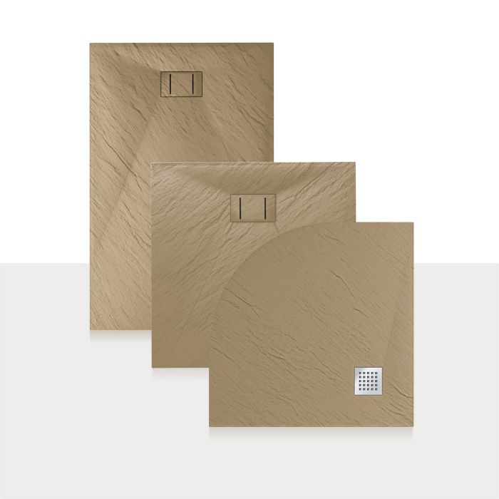 Duschwanne 150x80x2,6 CM Rechteckig Taubengrau Stein-Effekt Mod. Blend