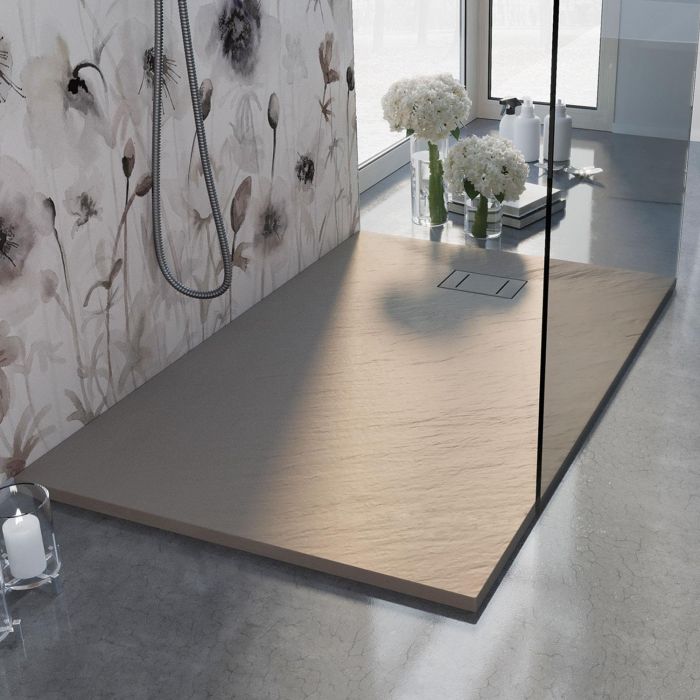 Duschwanne 150x80x2,6 CM Rechteckig Taubengrau Stein-Effekt Mod. Blend