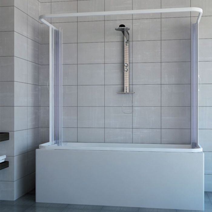 Dreiseitige PVC Faltwand Badewanne-Kabine mit zentraler Öffnung Mod. Nicla