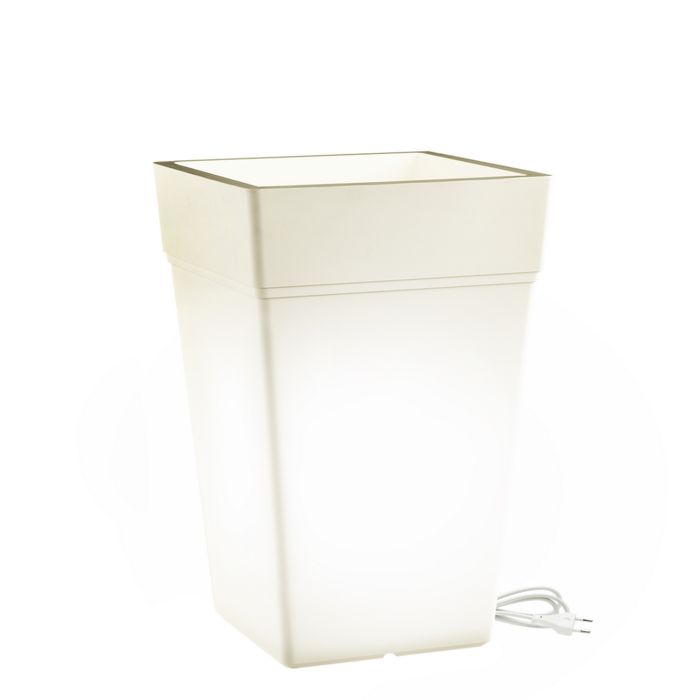 Eckiger Weiß Led Lampe Blumentopf luminoso 38x38 CM H 65 oder 80 mod. Stalk Led main product photo