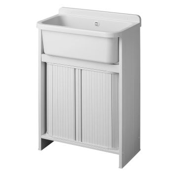 Platzsparende Waschtischeinheit aus PVC Weiss 55x35 cm mod. Orazio