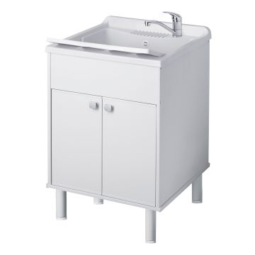 Waschbecken mit Schrank aus PVC Weiss 60x50 cm mod. Garden