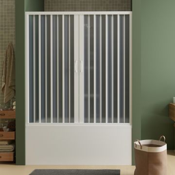 Pvc Badewannefaltwand h 150 mit zentraler Öffnung Mod. Ibisco