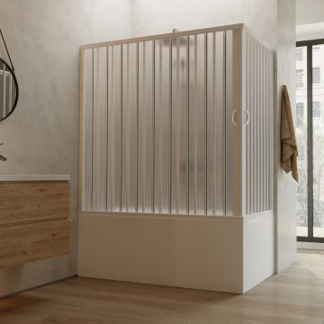 Pvc Badewannefaltwand h 150 mit zentraler Öffnung Mod. Ortensia