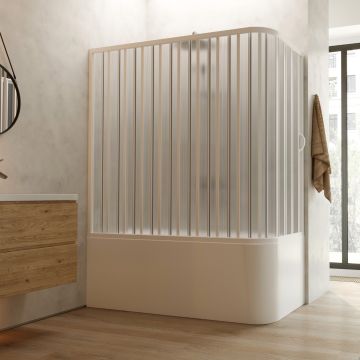 Pvc Badewannefaltwand h 150 mit seitlicher Öffnung Mod. Ortensia