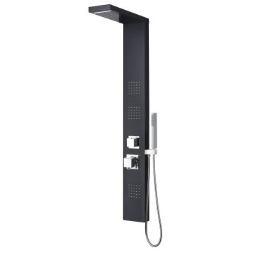 Rechteckiges Duschpaneel aus Aluminium Schwarz 140x15 cm Wasserfallfunktion Mod. Vittoria