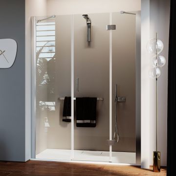 Duschtür mit Easy-Clean Mod. Flip Tür + feste Scheibe