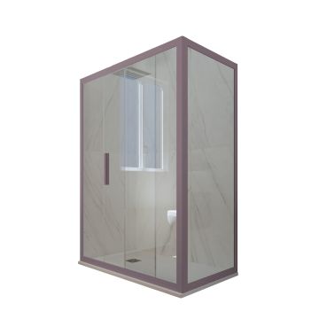 Eck-Duschkabine in PVC H 200 Klarglas Lavandel Profil mod. Deco Duo