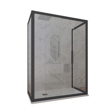 Dreiseitige Duschkabine in PVC H 200 Klarglas Antrazit Profil mod. Deco Trio