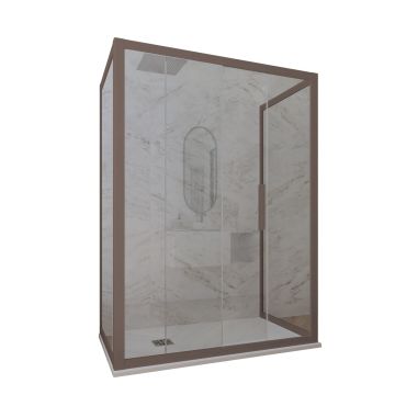 Dreiseitige Duschkabine in PVC H 200 Klarglas Chocolate Profil mod. Deco Trio