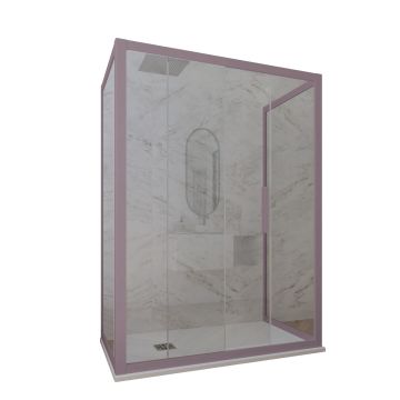 Dreiseitige Duschkabine in PVC H 200 Klarglas Lavandel Profil mod. Deco Trio
