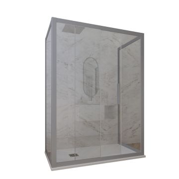Dreiseitige Duschkabine in PVC H 200 Klarglas Silver Profil mod. Deco Trio