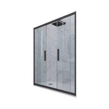 Duschtür gleittür in PVC H 200 Klarglas Anthrazit Profil mod. Glam