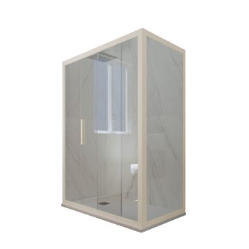 Eck-Duschkabine in PVC H 200 Klarglas Champagne Profil mod. Deco Duo