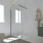 Duschwand Walk In in PVC H 200 Klarglas Matt-Schwarz Profil mod. Kolors