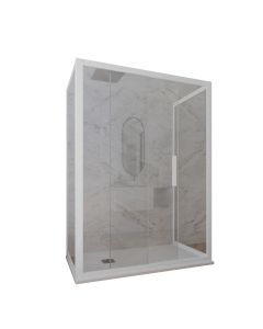 Dreiseitige Duschkabine in PVC H 200 Klarglas Matt-Weiss Profil mod. Deco Trio