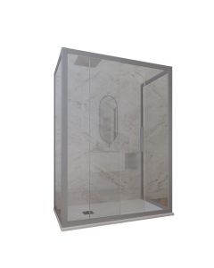 Dreiseitige Duschkabine in PVC H 200 Klarglas Silver Profil mod. Deco Trio