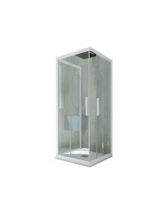 Dreiseitige Duschkabine in PVC H 200 Klarglas Matt-Weiss Profil mod. Kolors Trio