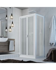 Weiss Acryl Ausdehnbare Dreiseitige Duschkabine H 185 mod. Delta Trio